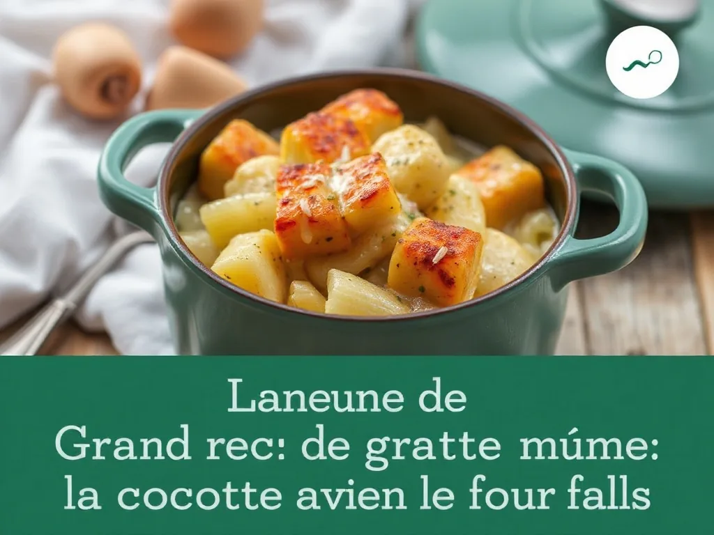 Une canette dorée en cocotte, entourée d'oignons fondants et d'herbes, avec du jus brillant au fond du plat.
